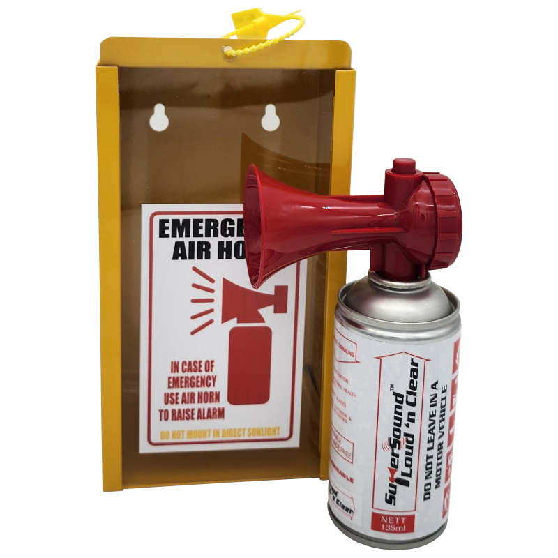 SuperSound Air Horn 135ml c/w Yellow Metal Case (Wall Mountable)