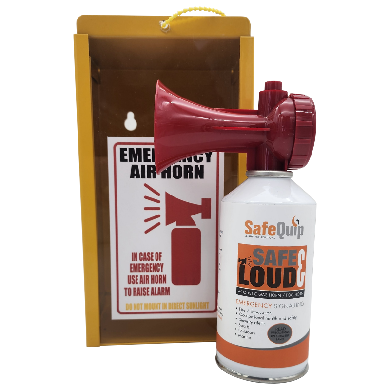 Safequip Air Horn 135ml c/w Yellow Metal Case (Wall Mountable)
