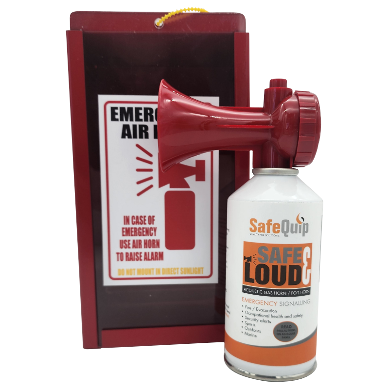 Safequip Air Horn 135ml c/w Red Metal Case (Wall Mountable)