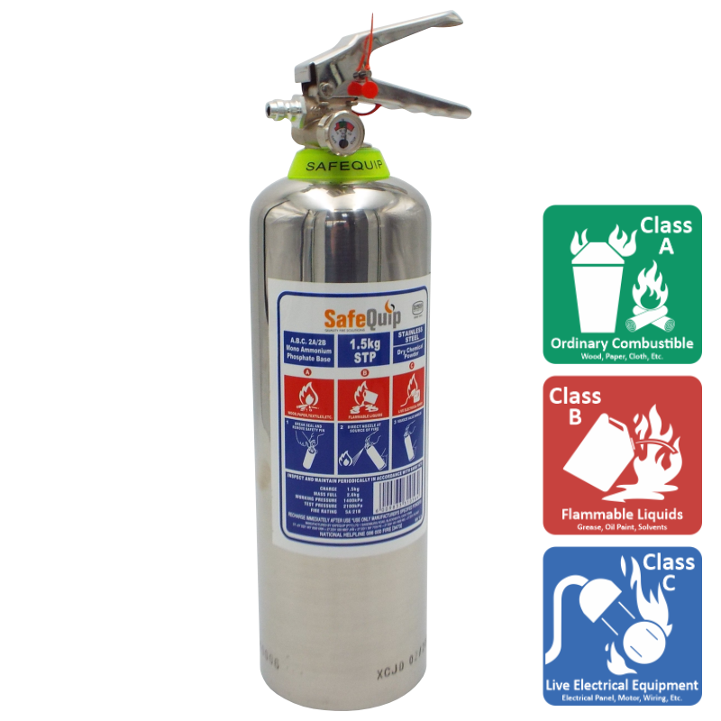 1.5kg Stainless Steel DCP Fire Extinguisher