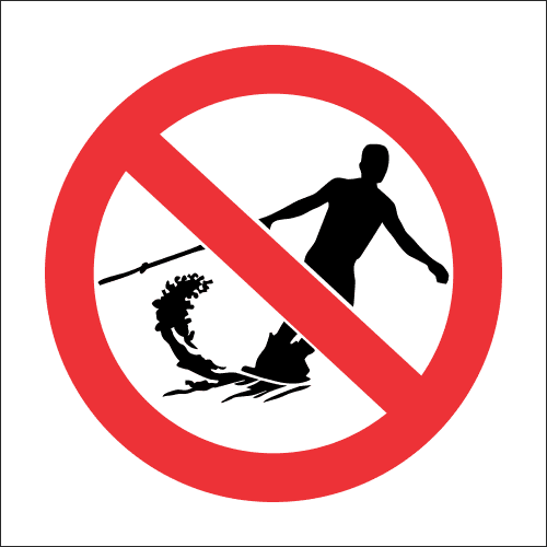 PR9 - No Water Skiing Sign