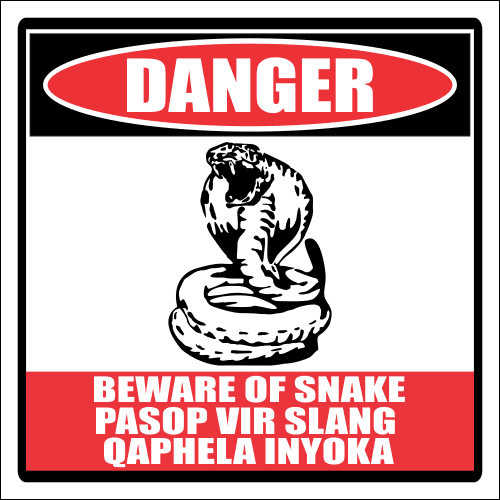 SE61 - Danger Beware Of Snake Sign