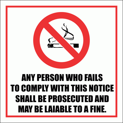 SM5 - No Smoking Fine Sign