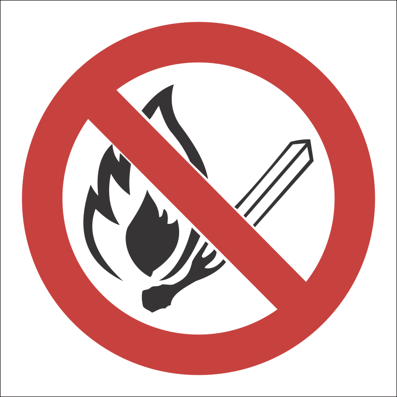 PV2 - SABS No open flame safety sign