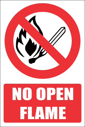FR1E - No Open Flame Explanatory Safety Sign