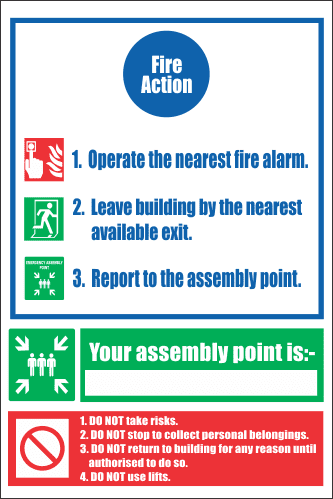FR26 - Fire Action  Safety Sign IV