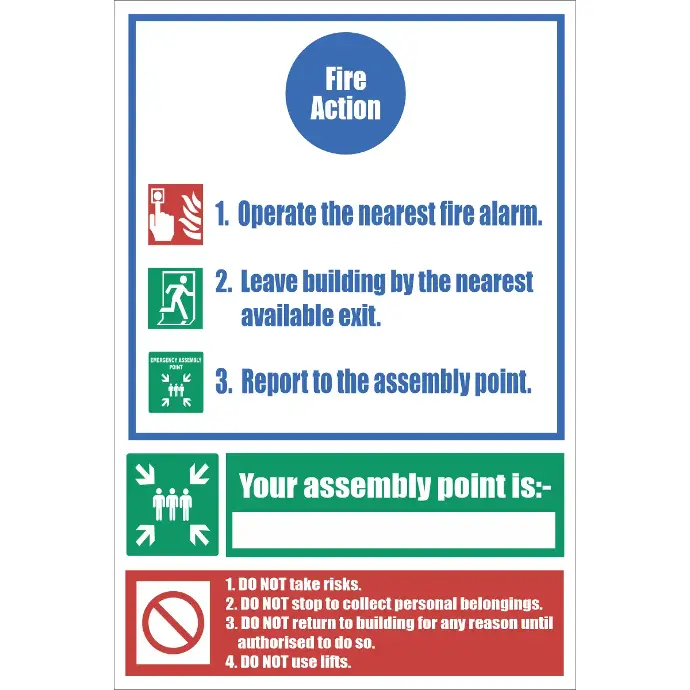 FR26 - Fire Action  Safety Sign IV