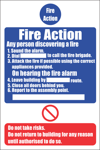 FR27 - Fire Action  Safety Sign V