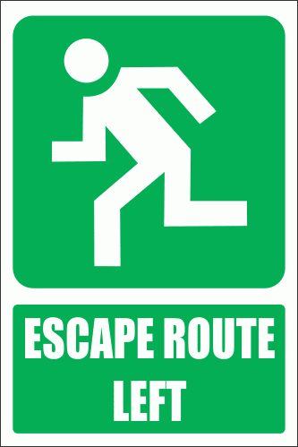 GA3E - Escape Route Left Explanatory Sign