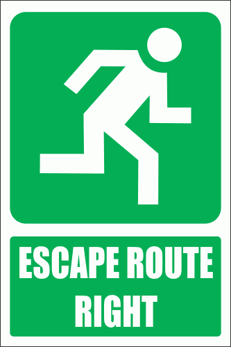 GA4E - Escape Route Right Explanatory Sign