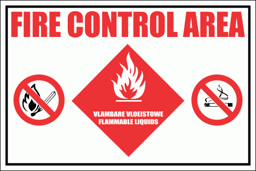 GAS27 - Fire Control Area - Flammable Liquids Sign