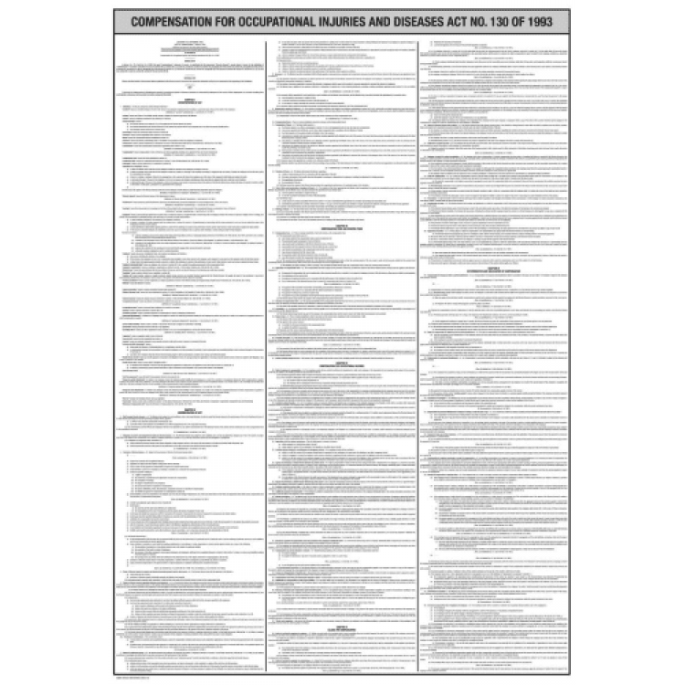 COIDA - Compensation for Occupational Injuries Diseases Act Poster