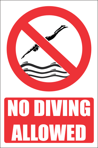 PR1E - No Diving Explanatory Sign