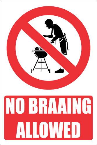 PR34E - No Braaing Explanatory Sign