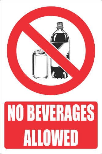 PR5E - No Beverages Explanatory Sign