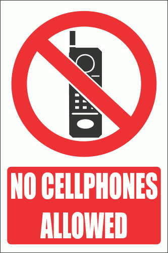 PV27E - No Cellphones Explanatory Safety Sign