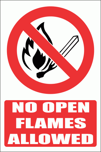 PV2E - No Open Flame Explanatory Safety Sign