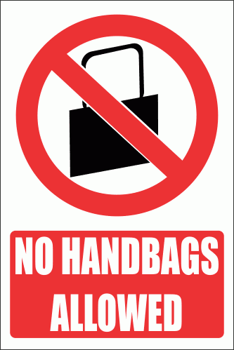 PV31E - No Handbags Explanatory Safety Sign