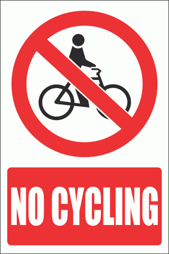PV7E - No Cycling Explanatory Safety Sign