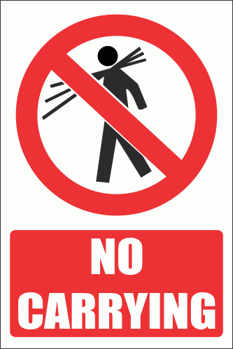 PV8E - No Carrying Explanatory Safety Sign