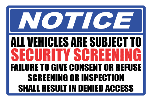 SE75 - Notice Security Screening Sign