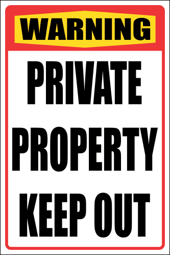 SE87 - Warning Private Property Sign