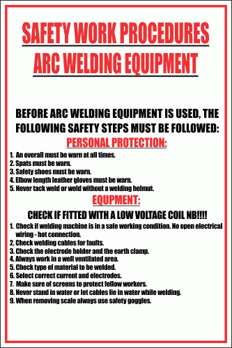 WF12 - Arc Welding Equipment Sign