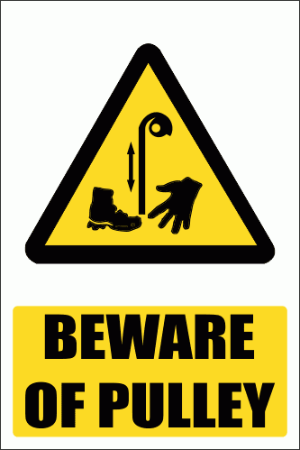 WW37E - Beware Of Pulley Explanatory Safety Sign