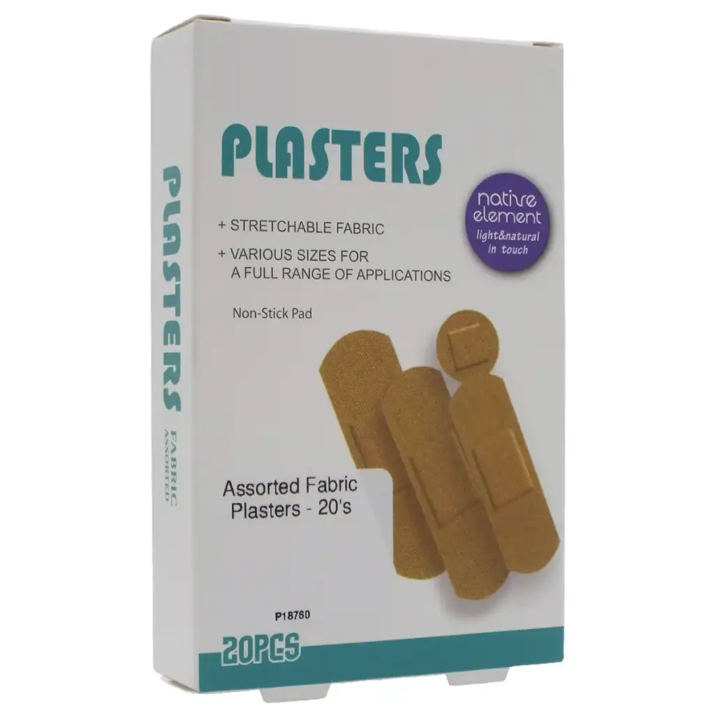 Assorted Fabric Plasters – Adhesive Wound Dressing Bandages (Pack of 20)