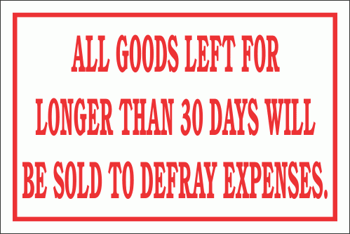 DI17 - Goods Not Collected Sign