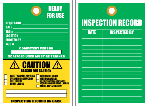 STS9 - Scaffold Ready Caution Tag