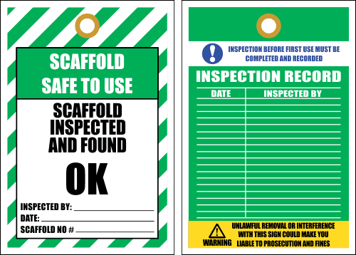STS21 - Scaffold Safe To Use Tag