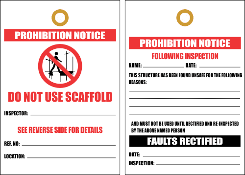 STU12 - Scaffold Not To Be Used Tag