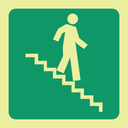 E8A - SABS Photoluminescent stairs down right safety sign