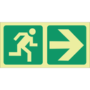 E1 - SABS Photoluminescent running man, arrow right safety sign