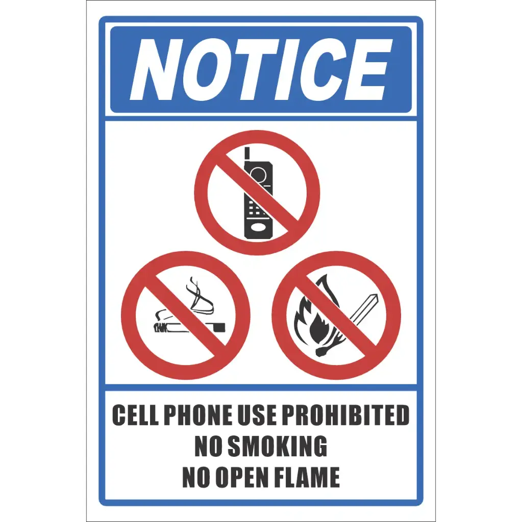 NT17 - No Cellphone, No Smoking, No Open Flame Sign | Safety Signs ...