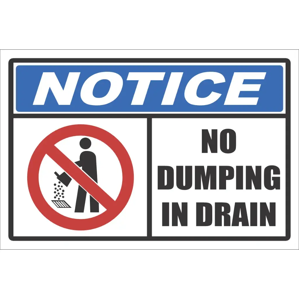 NT26 - Notice No Dumping In Drains Sign | Safety Signs & Equipment