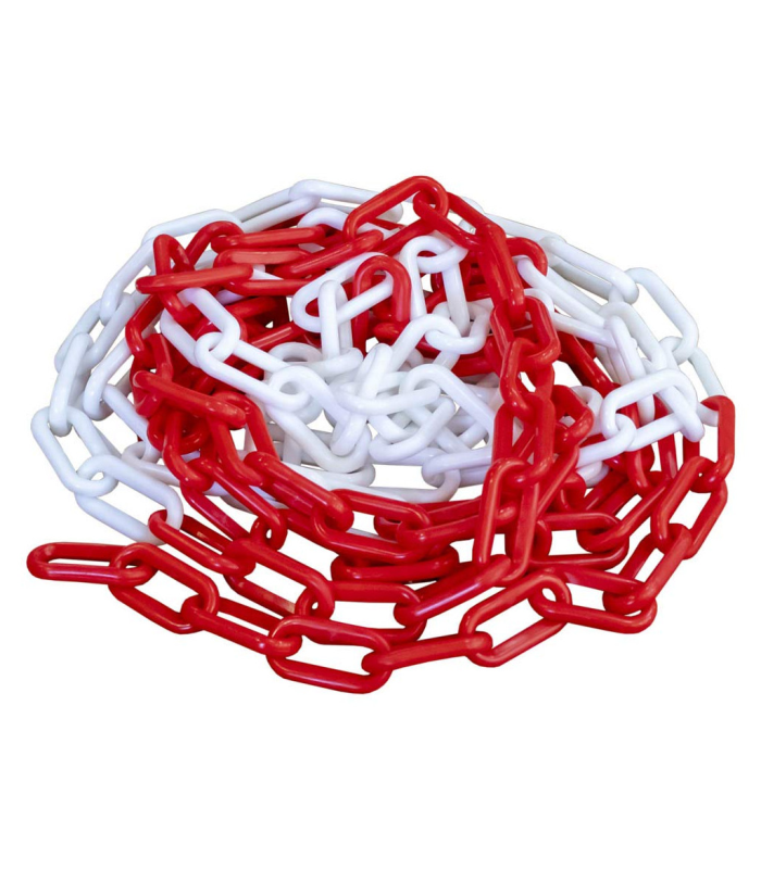 Red & White Plastic Chain - 8mm x 25m | Safety Signs & Equipment