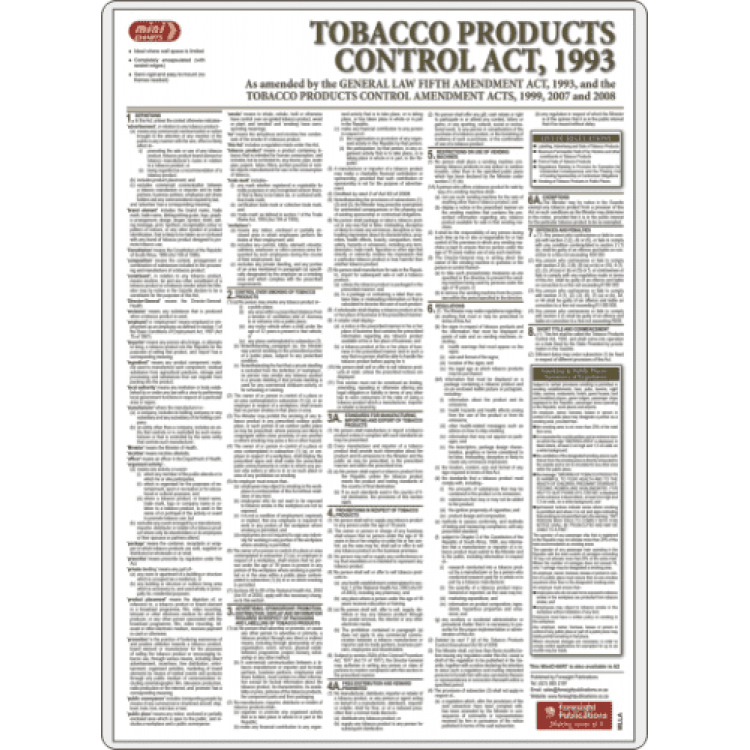 tobacco products control act 1993 Tobacco Products Control Act Poster