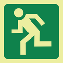 E28 - SABS Running man left (escape route) photoluminescent safety sign