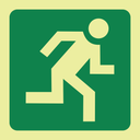 E29 - SABS Running man right (escape route) photoluminescent safety sign