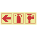 F11 - SABS Arrow left, fire extinguisher, fire hydrant photoluminescent safety sign