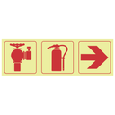 F12 - SABS Fire hydrant, fire extinguisher, arrow right photoluminescent safety sign