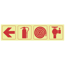 F2 - SABS Arrow left, fire extinguisher, fire hose reel, fire hydrant photoluminescent safety sign