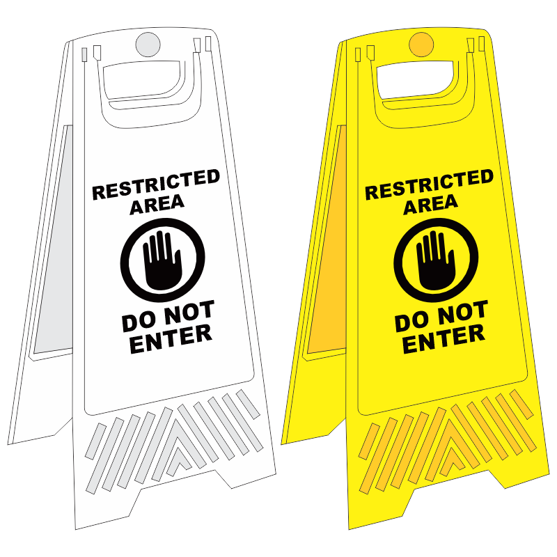 FS21 - Restricted area a-frame floor stand - yellow | Safety Signs ...