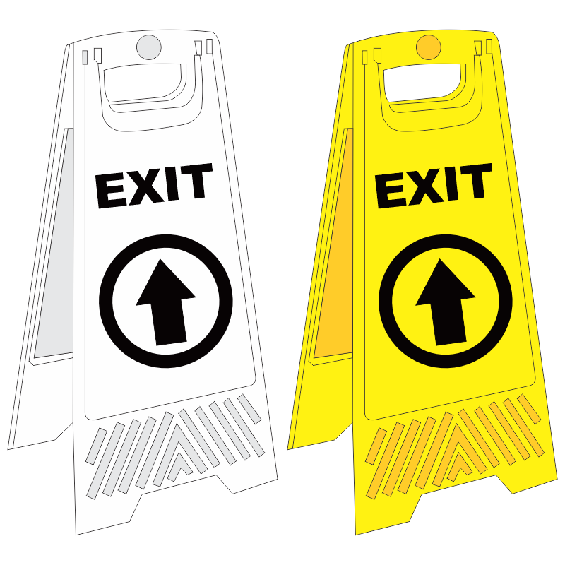FS32 - Temporary exit ahead a-frame floor stand - yellow | Safety Signs ...
