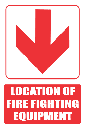 FB1EB - Red Arrow - Location Of Fire Fighting Equipment Below Explanatory Safety Sign