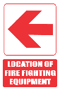 FB1EL - Red Arrow - Location Of Fire Fighting Equipment Left Explanatory Safety Sign