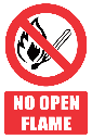 FR1E - No Open Flame Explanatory Safety Sign