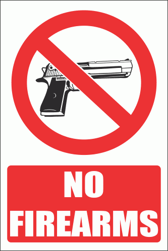 PV19EN - No Firearms Explanatory Safety Sign | Safety Signs & Equipment